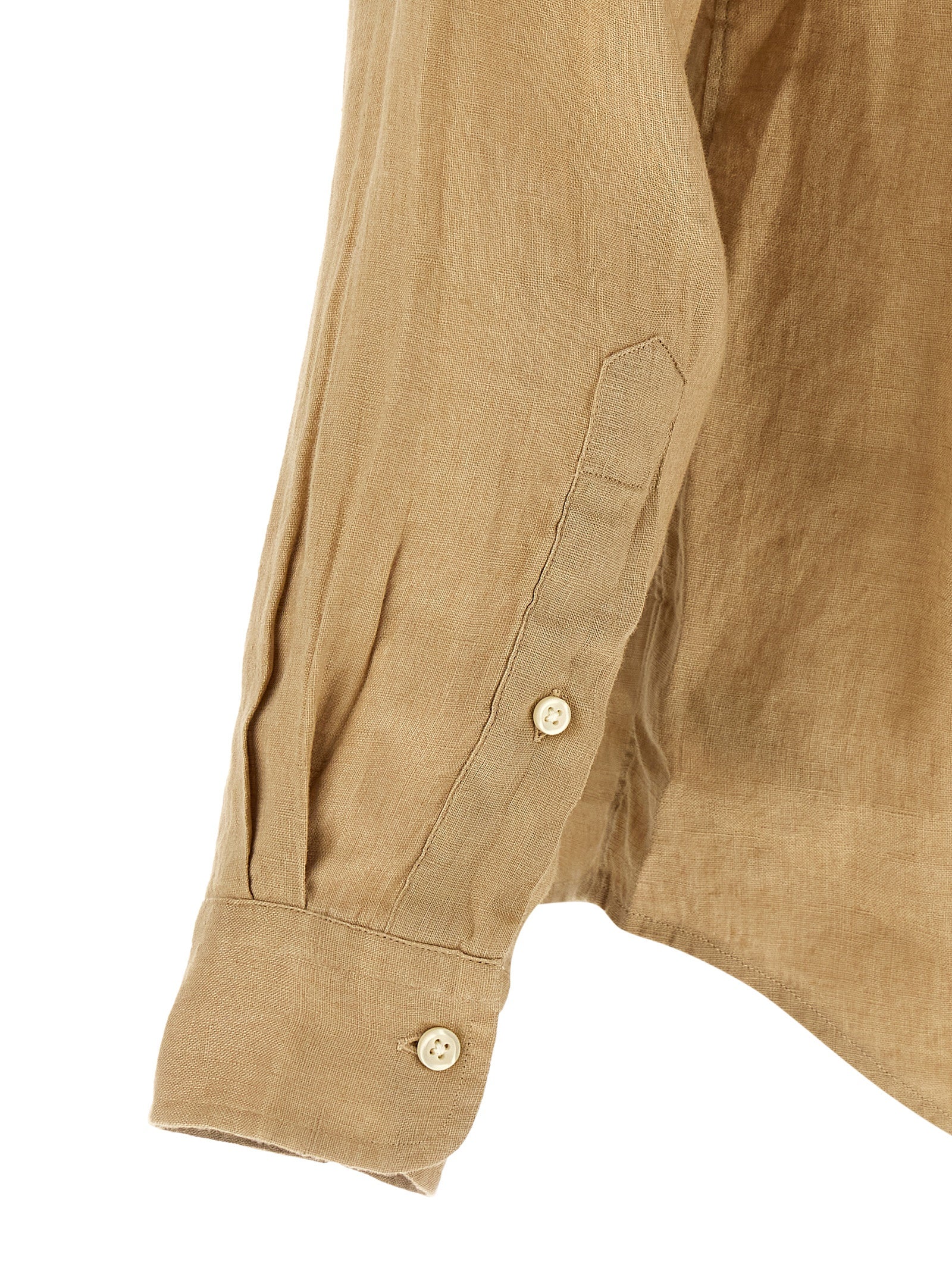 Blouse en lin beige Polo Ralph Lauren, coupe décontractée, détails élégants, portée décontractée, tissu léger et confortable.
