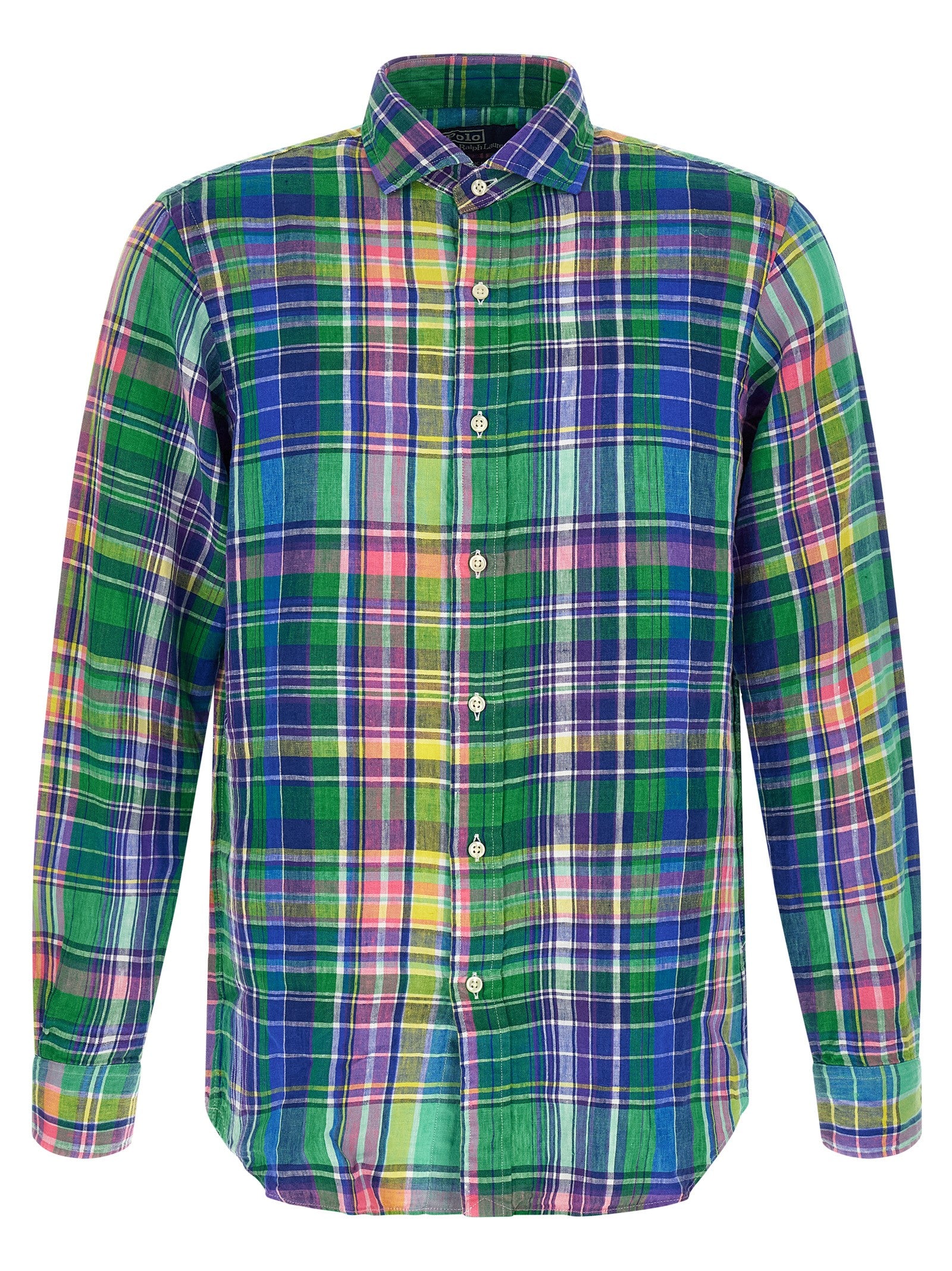 Chemise en lin multicolore Polo Ralph Lauren avec col et manches courtes, tissus léger et style décontracté.