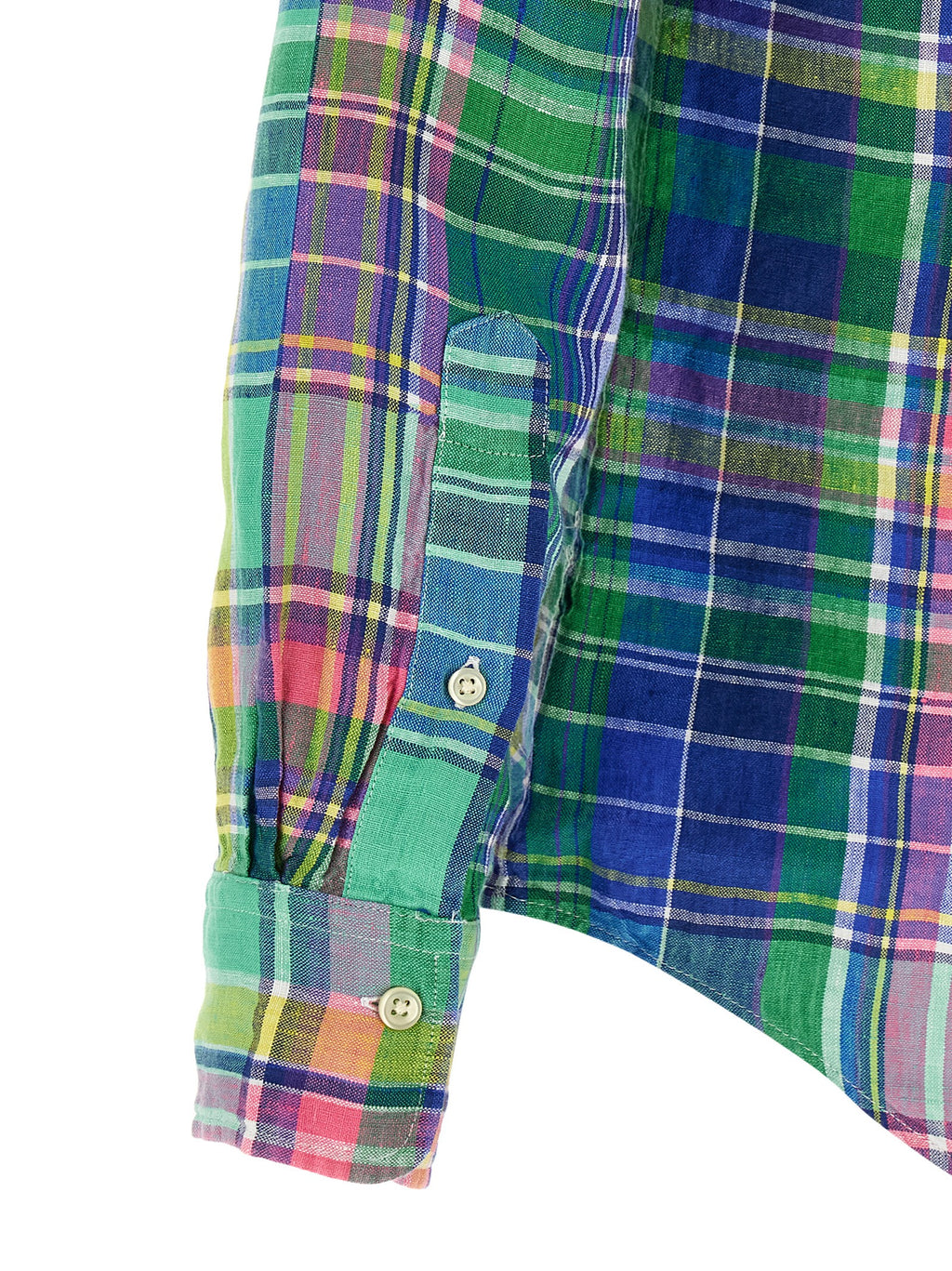 Chemisier en lin multicolore de Polo Ralph Lauren avec col et manches longues, affichant un style élégant et décontracté