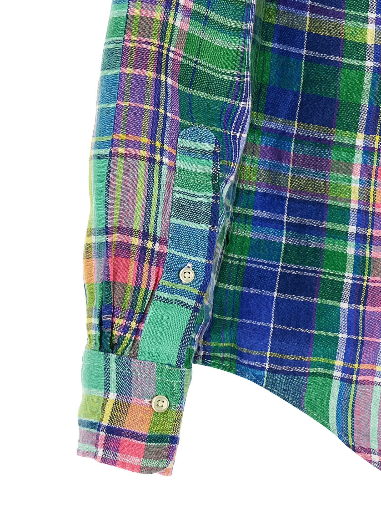 Chemisier en lin multicolore de Polo Ralph Lauren avec col et manches longues, affichant un style élégant et décontracté