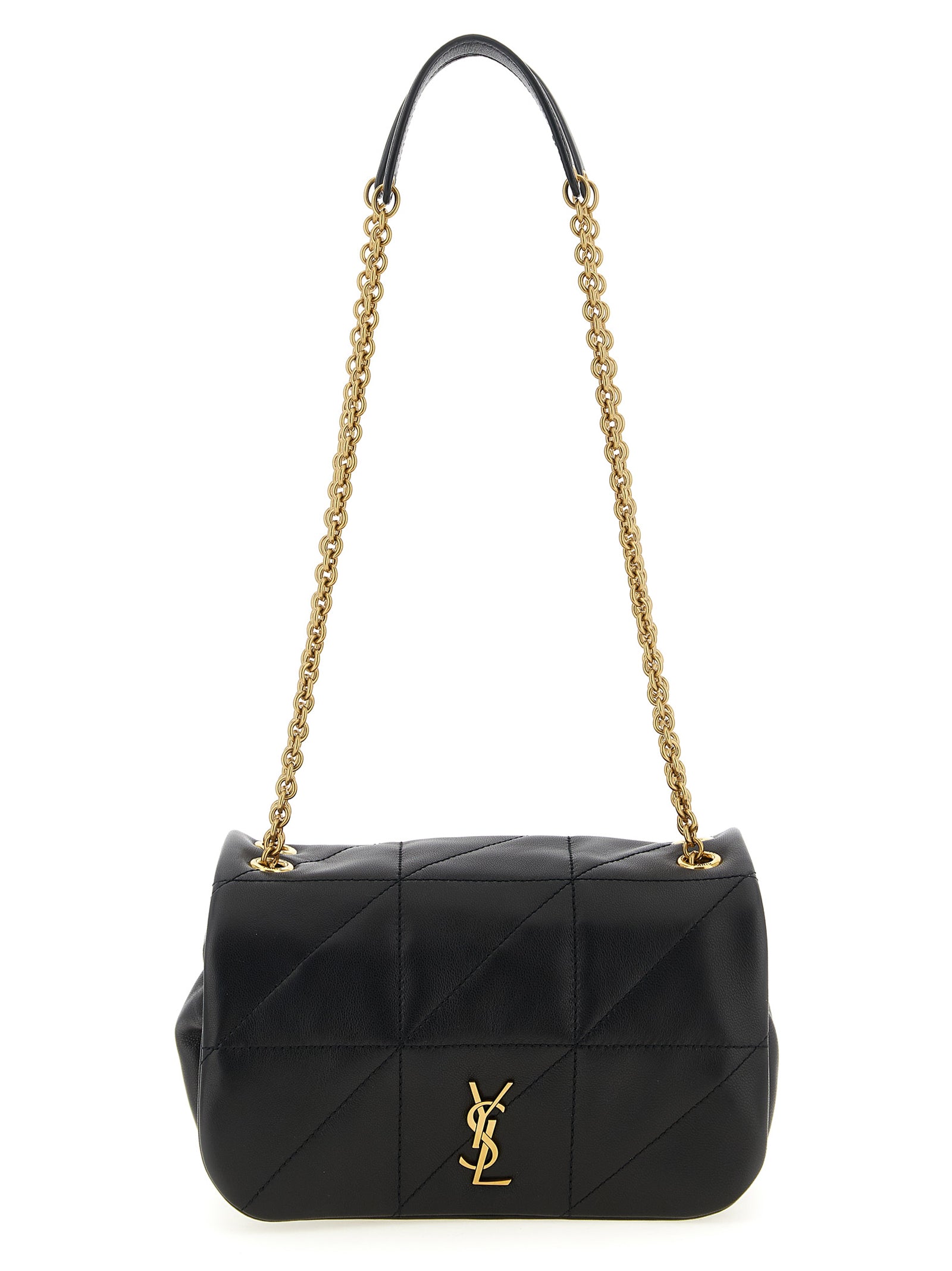 Sac à main épaule en cuir d'agneau noir de Saint Laurent, avec détails élégants et finition haut de gamme.