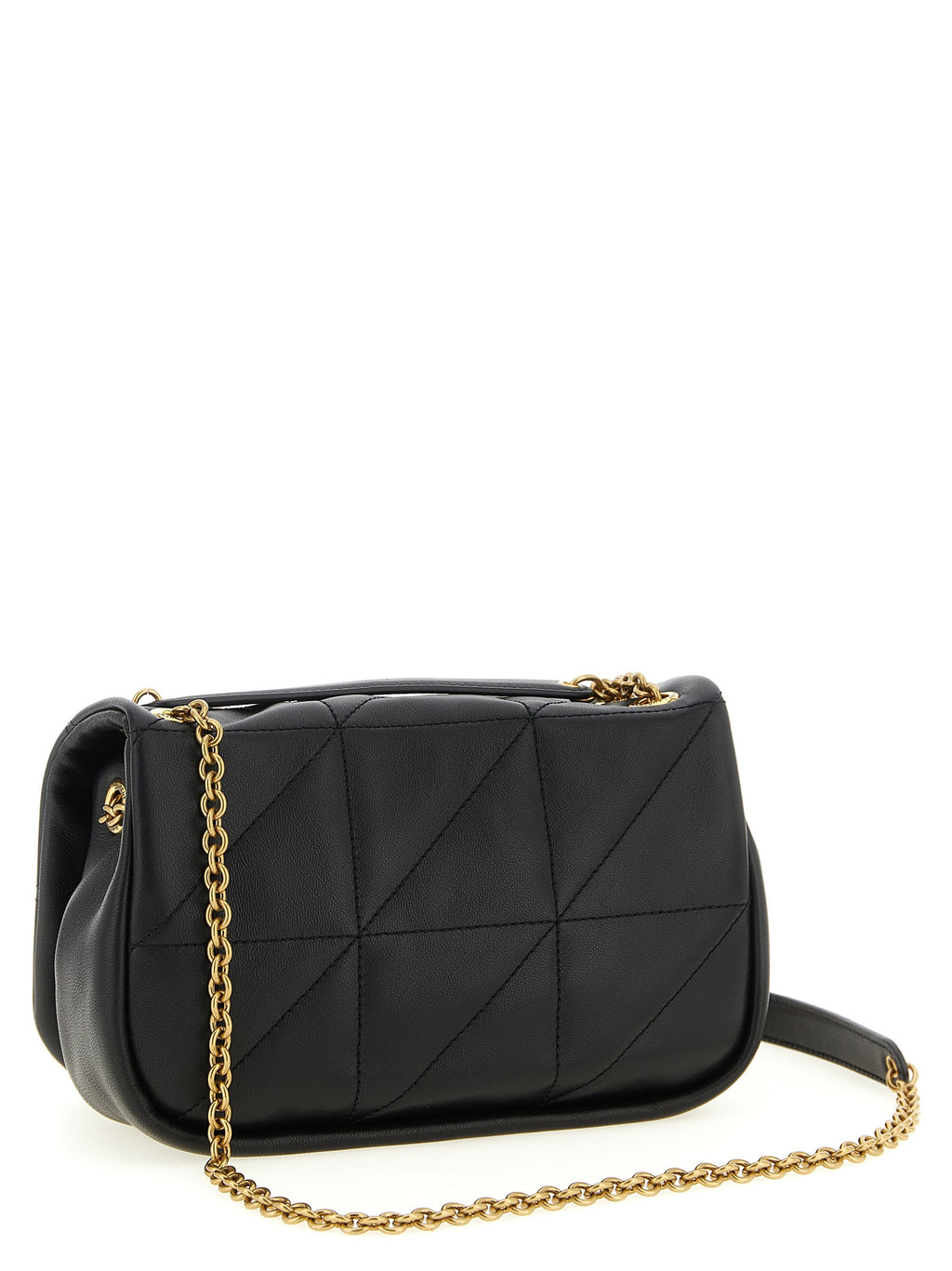 Sac à épaule en cuir d'agneau noir de Saint Laurent, élégance sophistiquée avec détails minimalistes et finition raffinée.