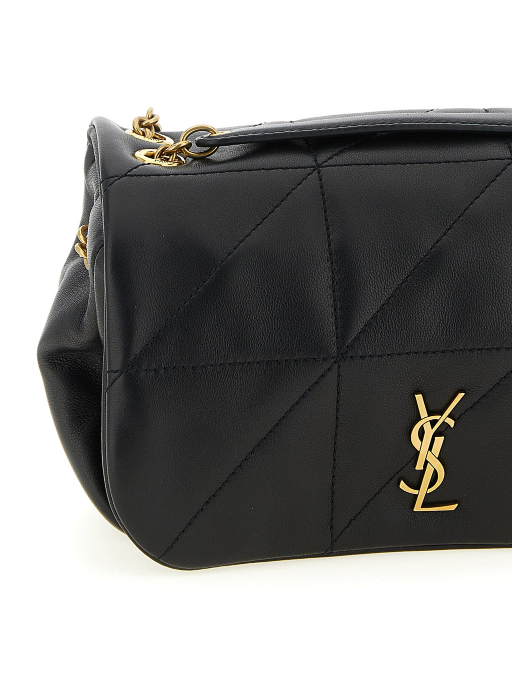 Sac à main Saint Laurent en cuir d'agneau noir, sac à bandoulière élégant et sophistiqué, avec détails en métal.