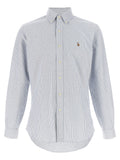 Chemise en coton bleu Polo Ralph Lauren pour femme, col classique et coupe élégante, vue de face.