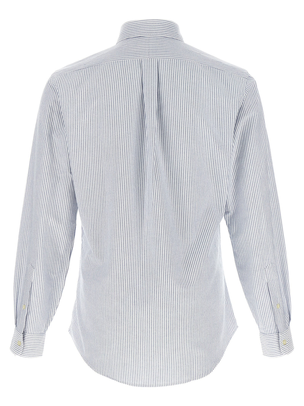 Chemise en coton bleue Polo Ralph Lauren avec col classique et manches longues, vue de face.
