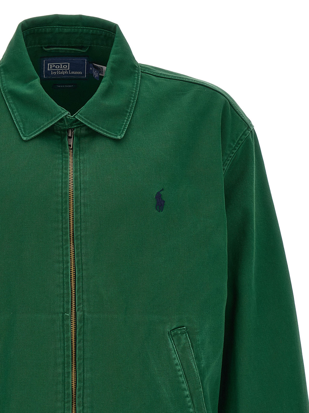 Veste en coton bicolore Polo Ralph Lauren avec col, fermeture éclair, style décontracté, vue de face.