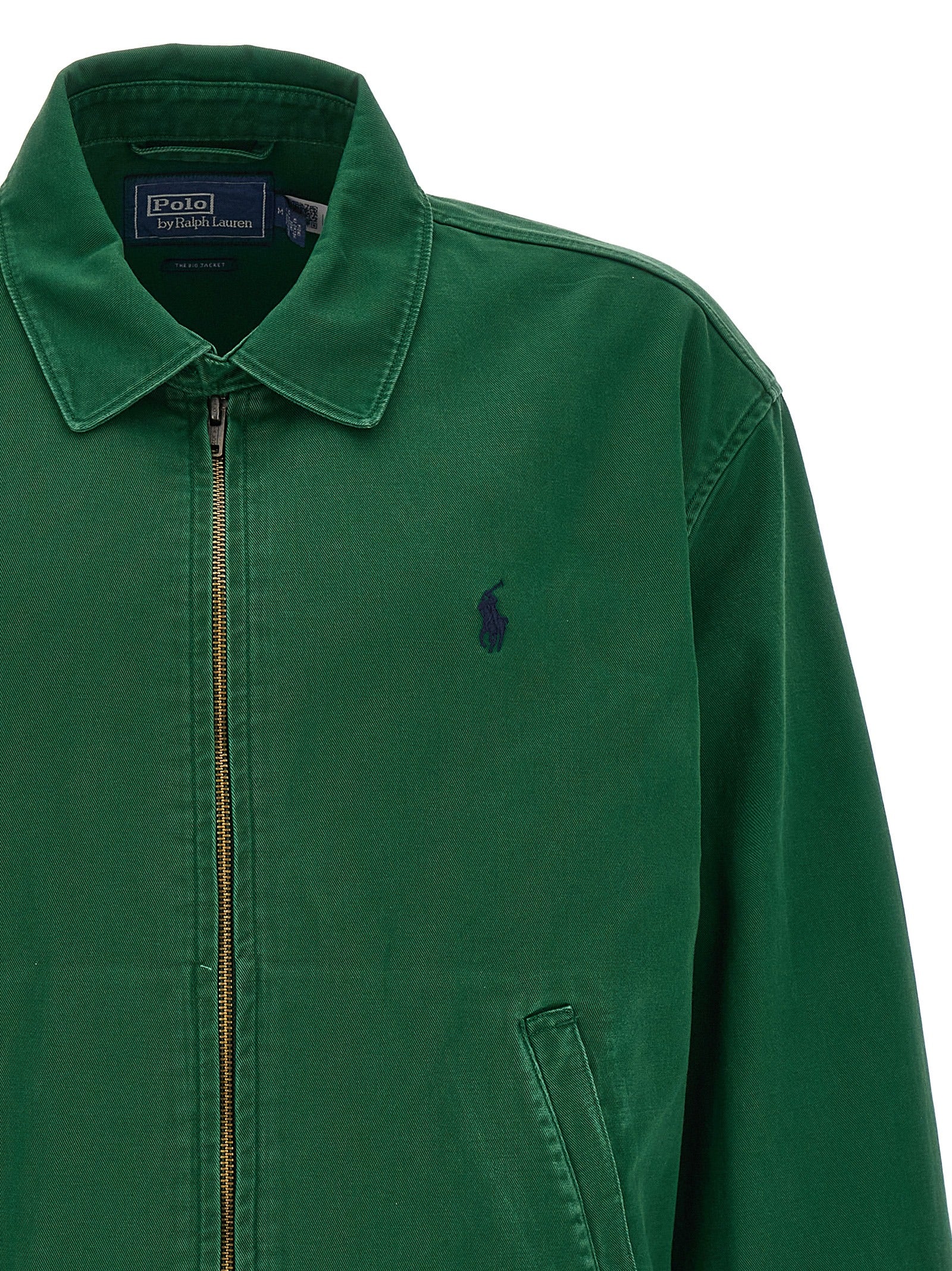 Veste en coton bicolore Polo Ralph Lauren avec col, fermeture éclair, style décontracté, vue de face.