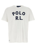 T-shirt en coton bleu Polo Ralph Lauren avec col en maille et logo brodé sur la poitrine, vue de face.