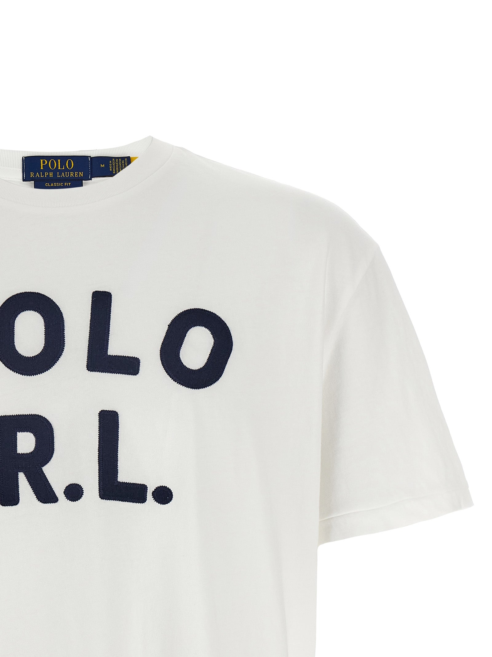 T-shirt en coton bleu Polo Ralph Lauren avec col rond et logo brodé sur la poitrine, image claire du produit.