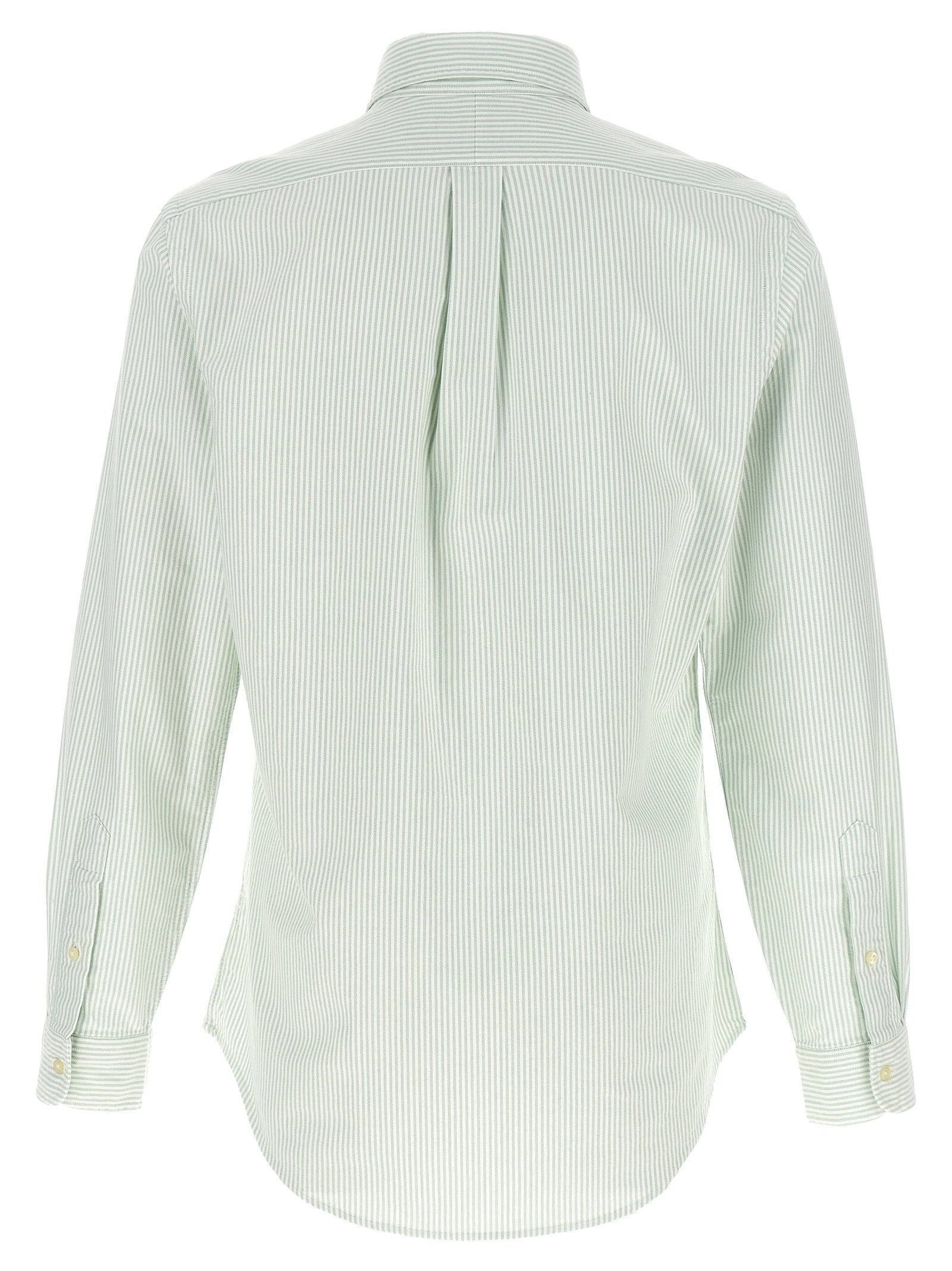 Chemise en coton bicolore Polo Ralph Lauren, vue de face, détail du col et des manches, style élégant et classique.