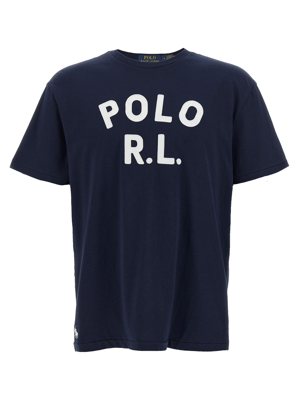 T-shirt en coton bleu Polo Ralph Lauren, coupe classique, logo brodé sur la poitrine, vue de face.