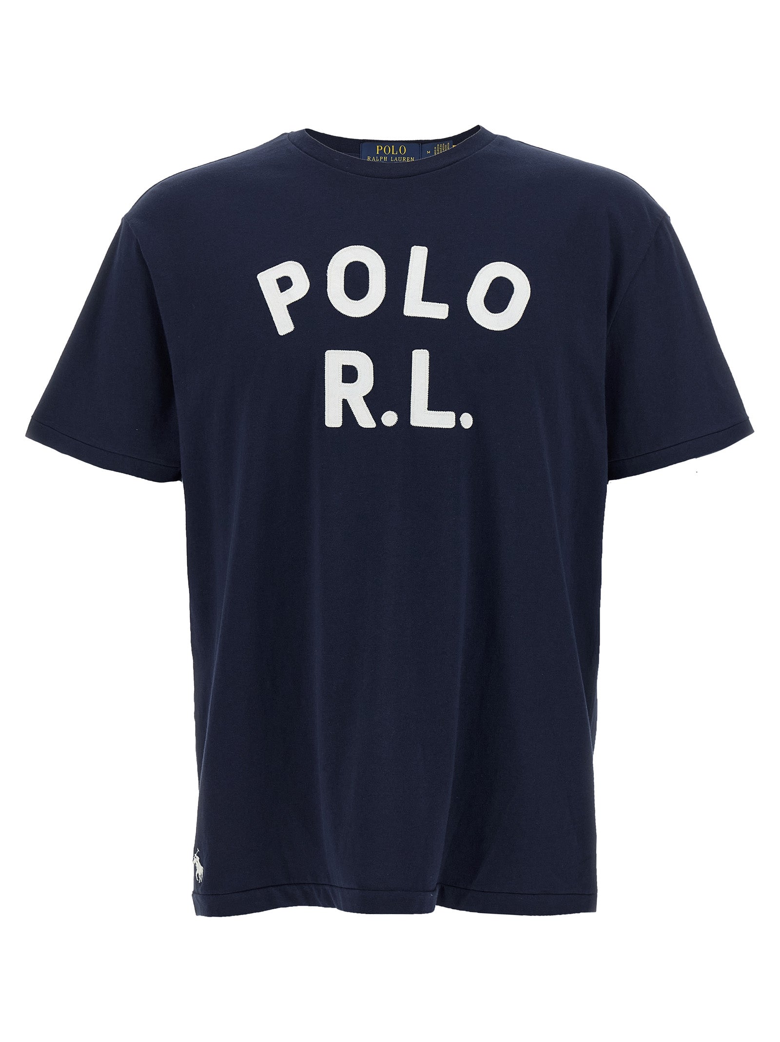 T-shirt en coton bleu Polo Ralph Lauren, coupe classique, logo brodé sur la poitrine, vue de face.