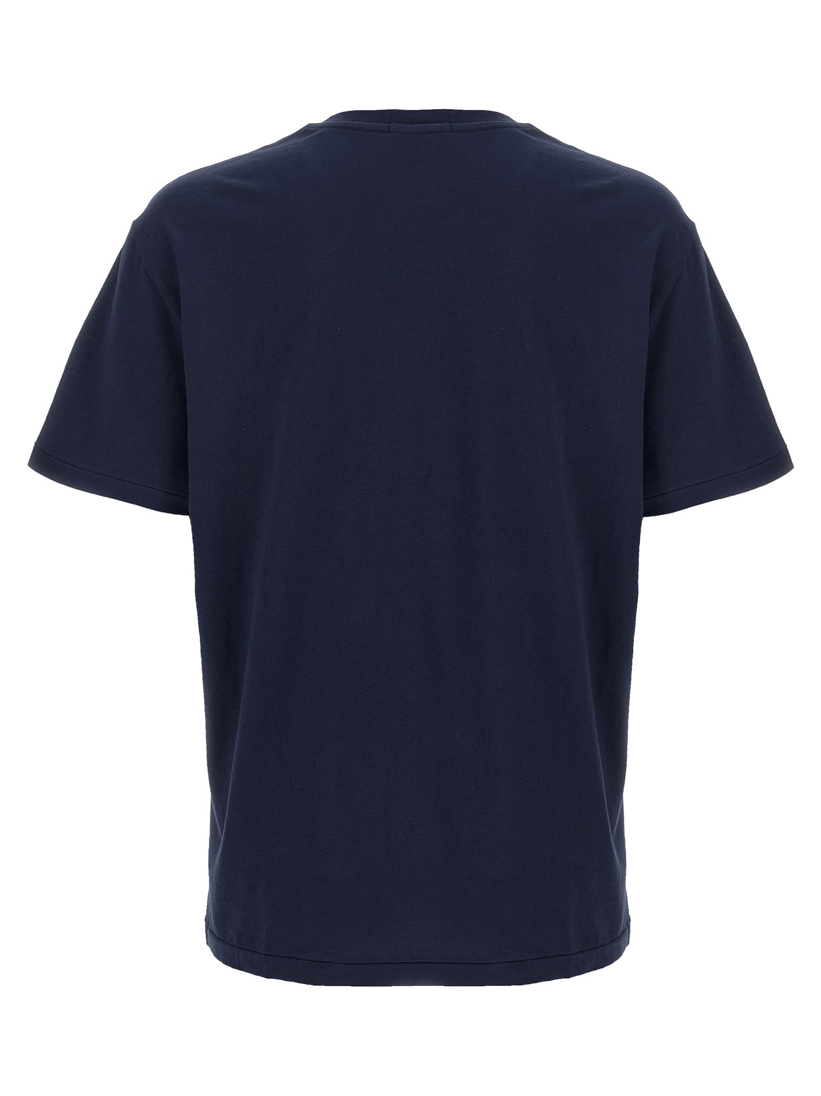 T-shirt en coton bleu Polo Ralph Lauren, coupe classique, logo en broderie sur la poitrine, vue de face.