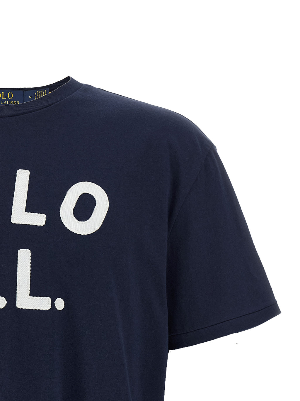 T-shirt en coton bleu Polo Ralph Lauren, coupe classique avec logo brodé sur la poitrine, vue de face.