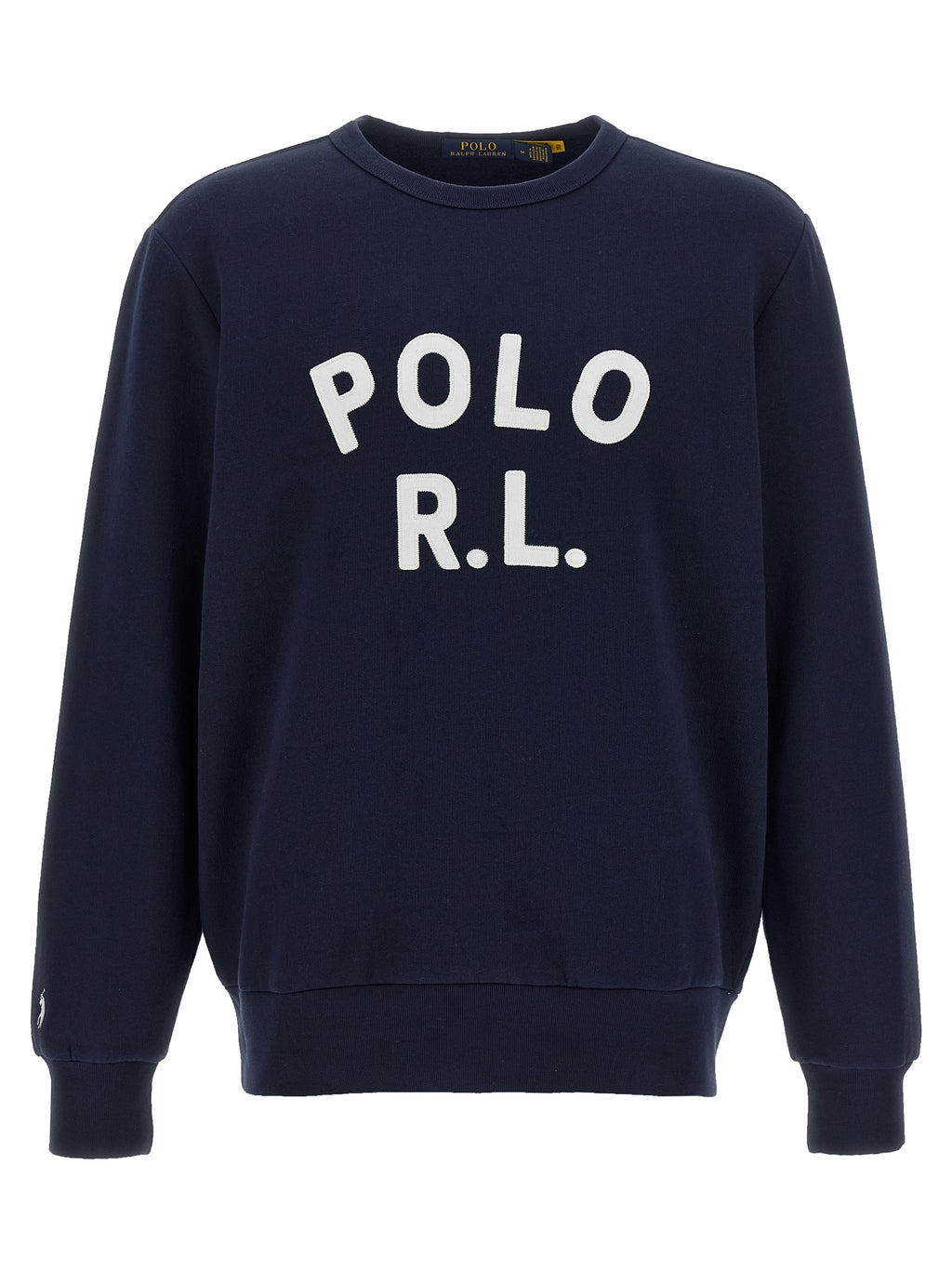 Sweatshirt en coton bleu Polo Ralph Lauren, coupe classique avec col ras du cou et logo brodé sur la poitrine.