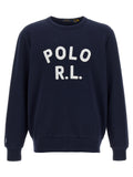 Sweatshirt en coton bleu Polo Ralph Lauren, coupe classique avec col ras du cou et logo brodé sur la poitrine.