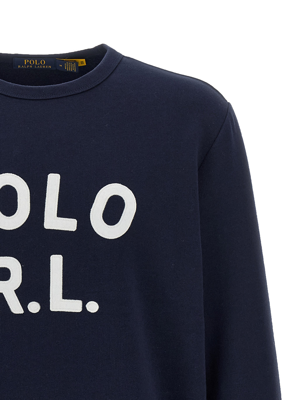 Sweatshirt en coton bleu de Polo Ralph Lauren, motif classique, col rond et manches longues, vue de face.