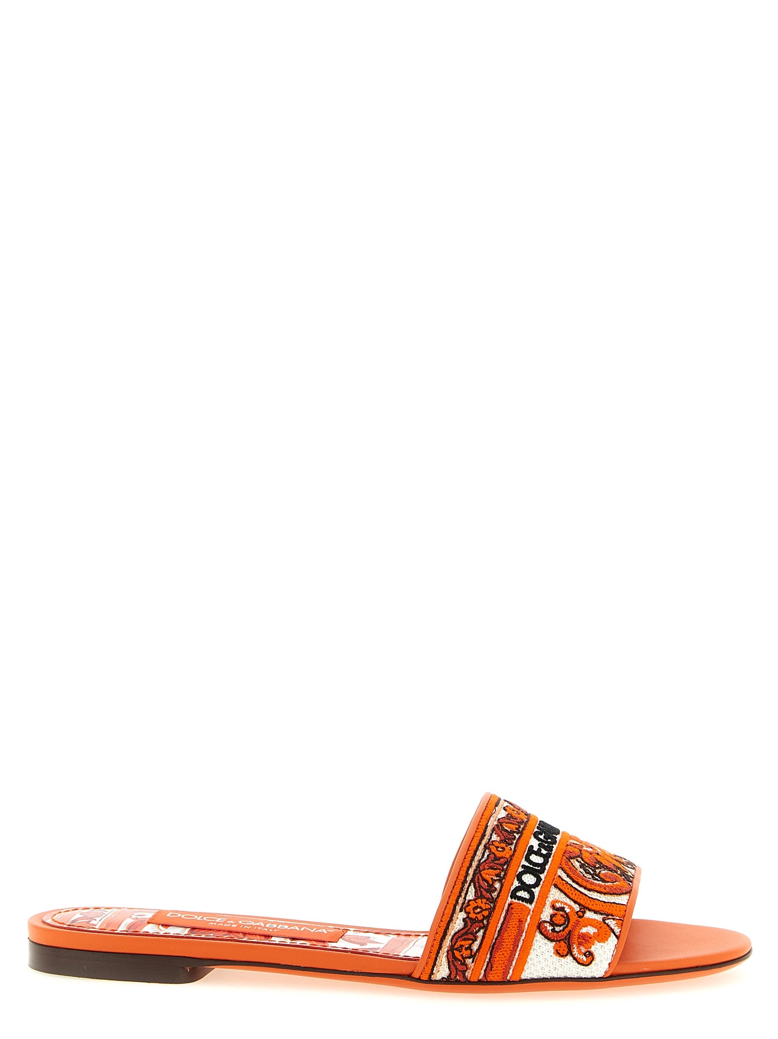 Sandales en coton orange Dolce & Gabbana, style décontracté avec logo de la marque visible, pour homme ou femme.