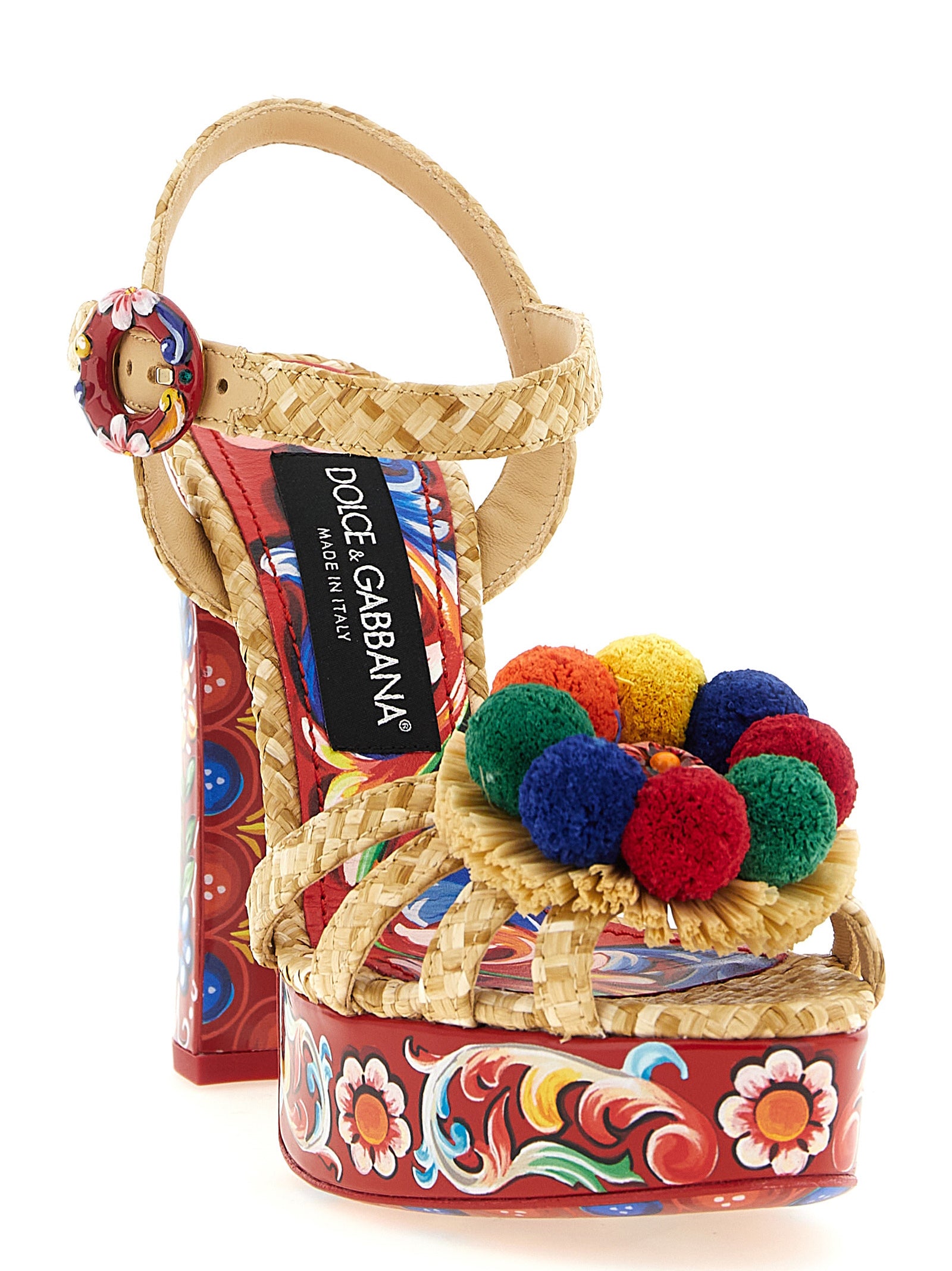 Sandales à talons stilettos en viscose multicolore de Dolce & Gabbana, élégantes et colorées, pour une allure sophistiquée.