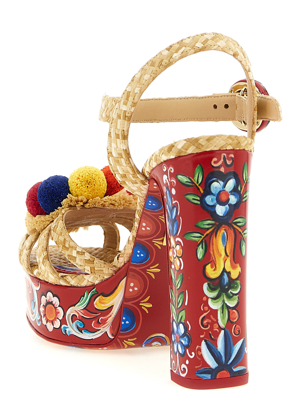 Sandales à talons stilettos en viscose multicolore Dolce & Gabbana, élégantes et sophistiquées, avec détails colorés.