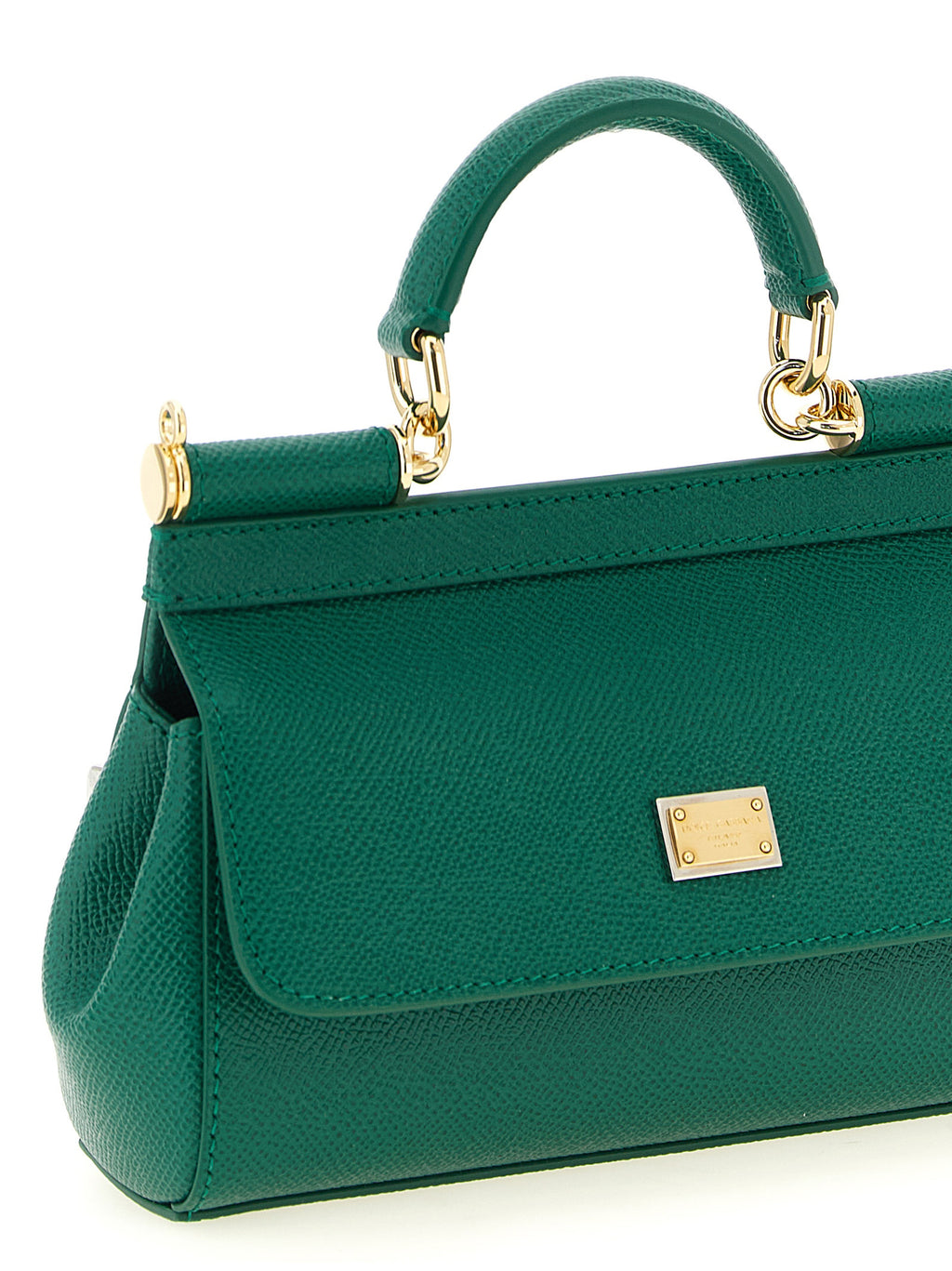 Sac à main Dolce & Gabbana en cuir de veau bicolore, élégant et sophistiqué, avec détails raffinés et poignée en cuir.
