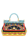 Sac à main en coton multicolore de Dolce & Gabbana, élégant et tendance, avec détails artistiques et finition soignée.