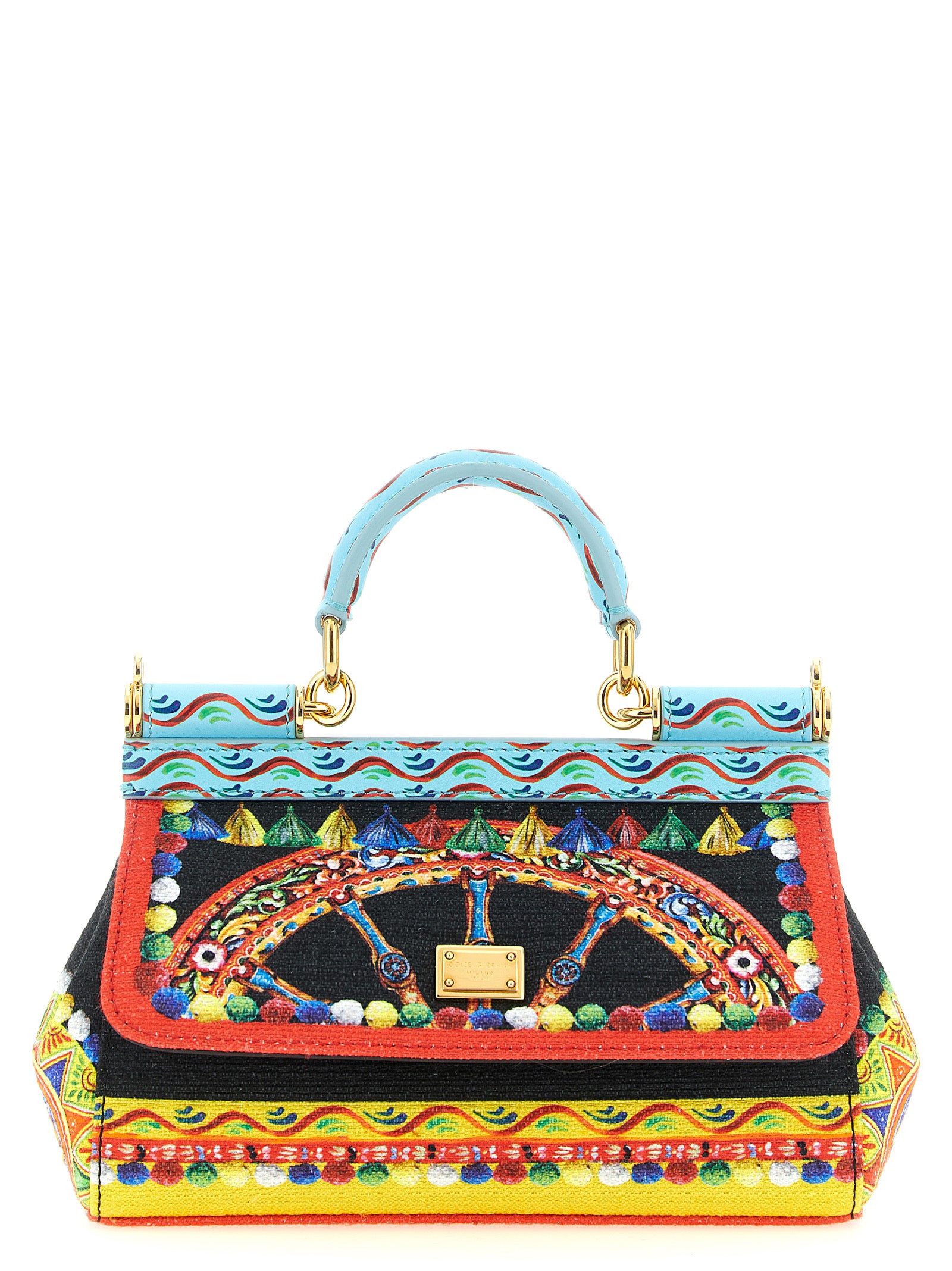Sac à main en coton multicolore de Dolce & Gabbana, élégant et tendance, avec détails artistiques et finition soignée.