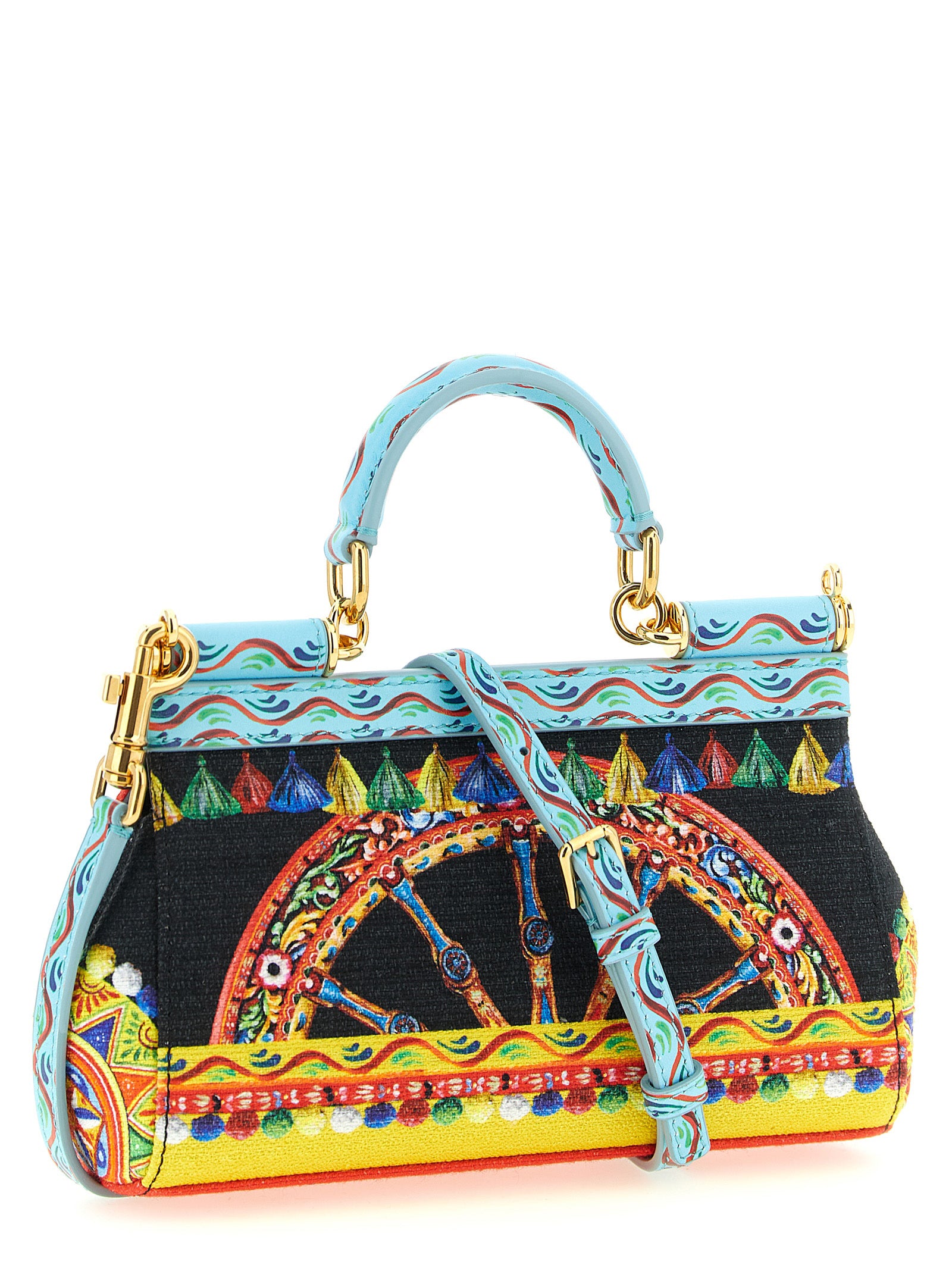 Sac à main en coton multicolore de Dolce & Gabbana, élégant et coloré, avec détails sophistiqués et design moderne.