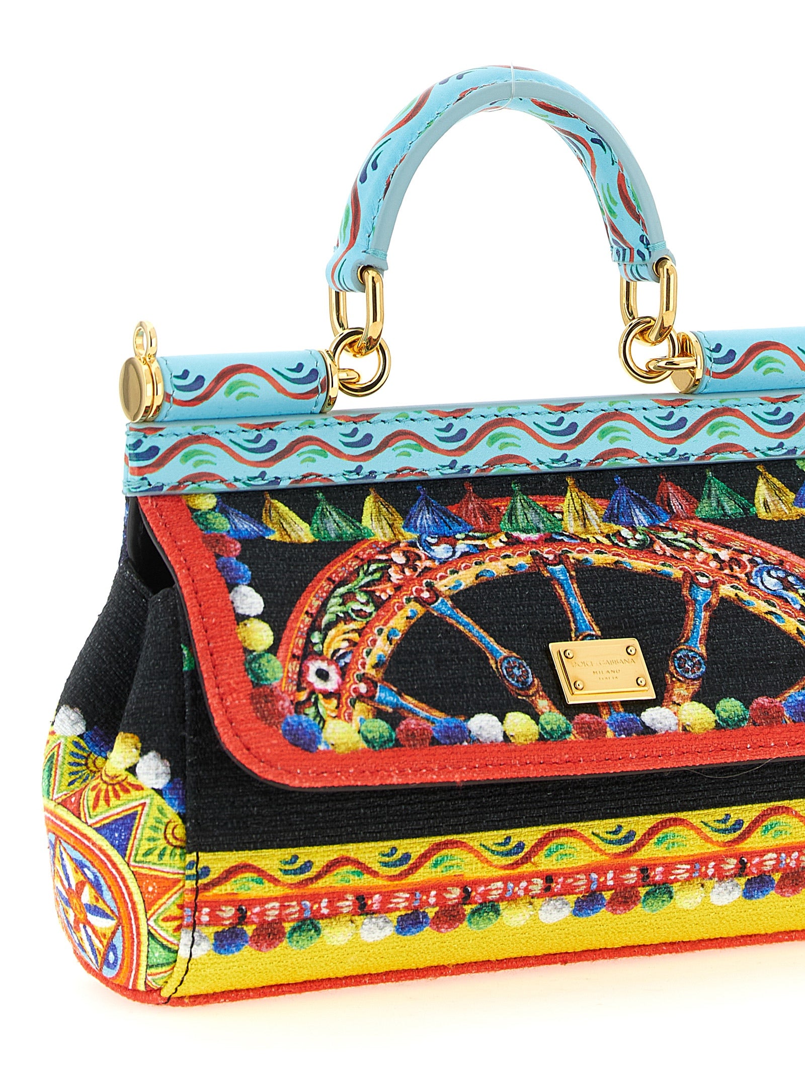Sac à main en coton multicolore de Dolce & Gabbana, élégant et tendance, avec détails colorés et design sophistiqué.