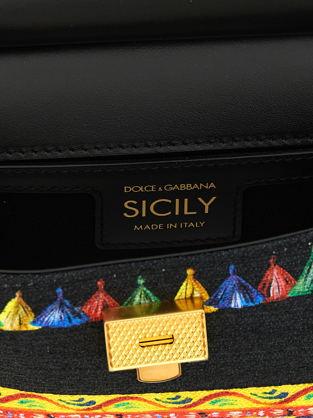 Sac à main en coton multicolore de Dolce & Gabbana, design élégant avec motifs colorés, idéal pour accessoire mode chic.
