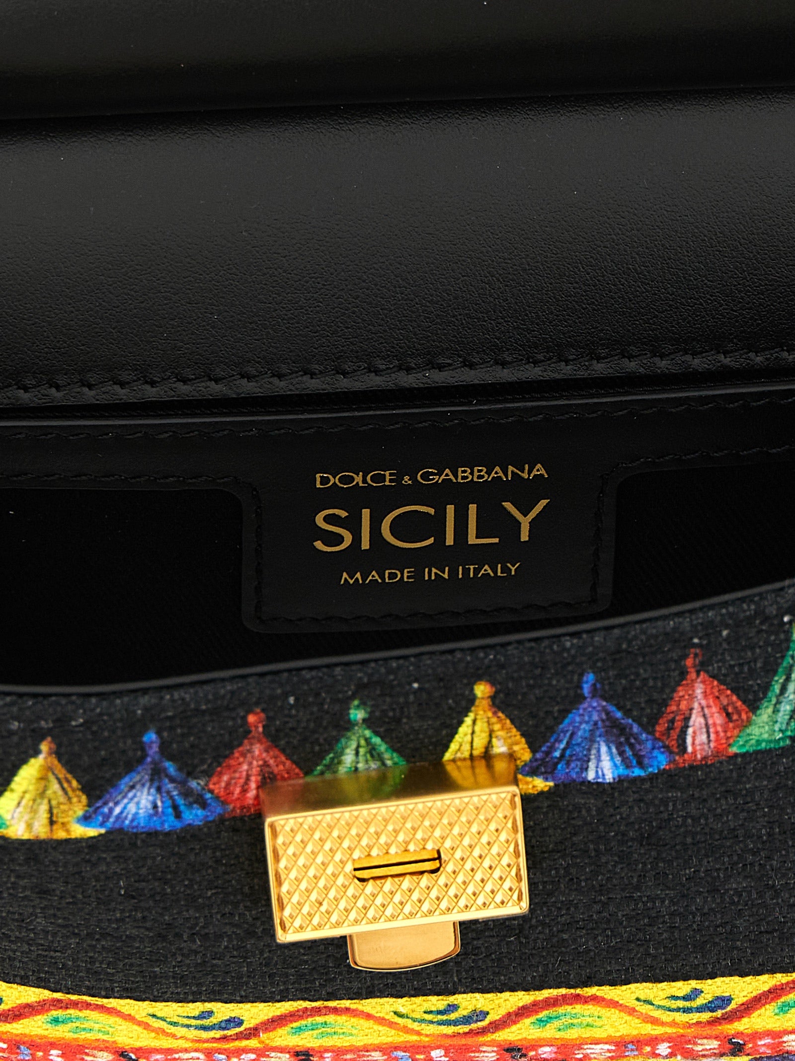 Sac à main en coton multicolore de Dolce & Gabbana, design élégant avec motifs colorés, idéal pour accessoire mode chic.