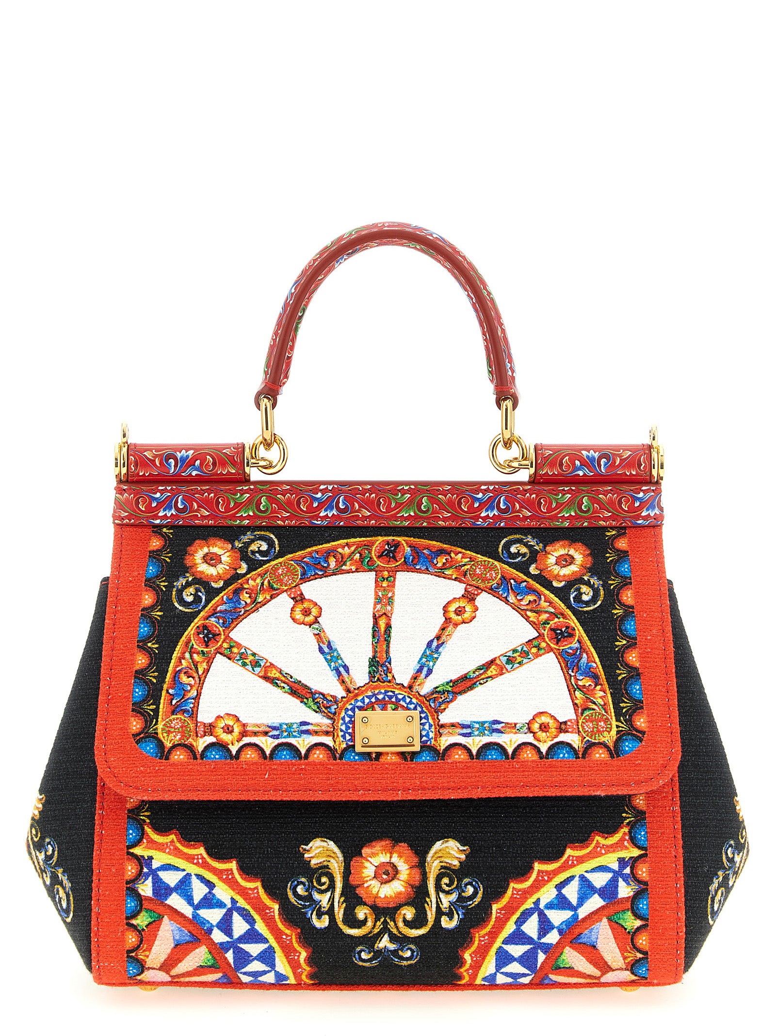 Sac à main multicolore en coton de Dolce & Gabbana, élégant et coloré, avec détails sophistiqués et design chic.