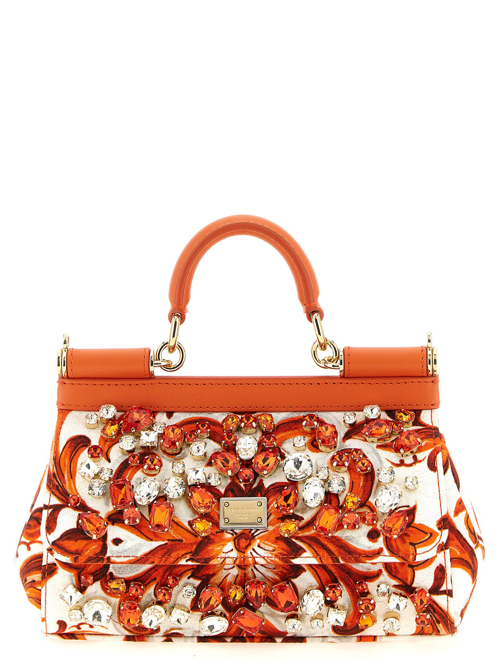 Dolce & Gabbana orangefarbene Handtasche aus Baumwolle
