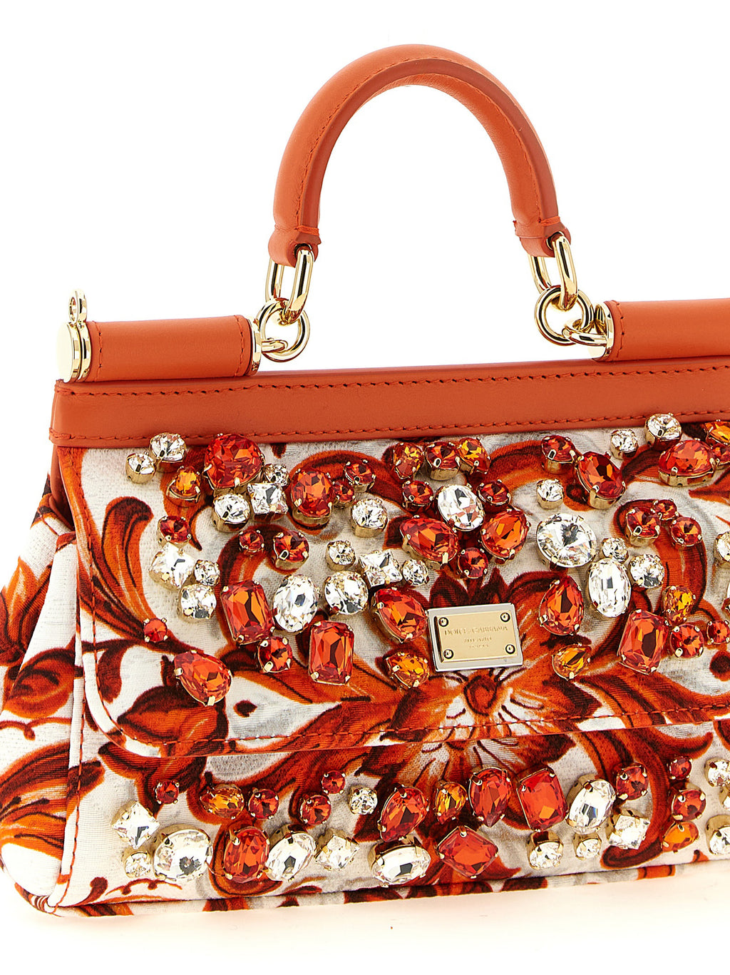 Dolce & Gabbana orangefarbene Handtasche aus Baumwolle