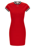 Robe courte en coton multicolore Versace, style élégant avec motif coloré, portée décontractée ou sophistiquée.