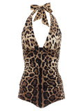 Maillot de bain une-pièce marron en polyamide de Dolce & Gabbana, détails élégants et coupe flatteuse.