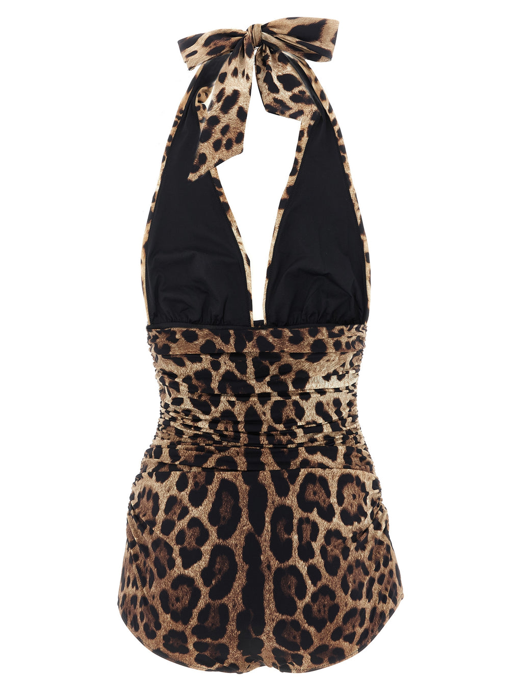 Maillot de bain une pièce en polyamide marron de Dolce & Gabbana, design élégant avec détails sophistiqués.