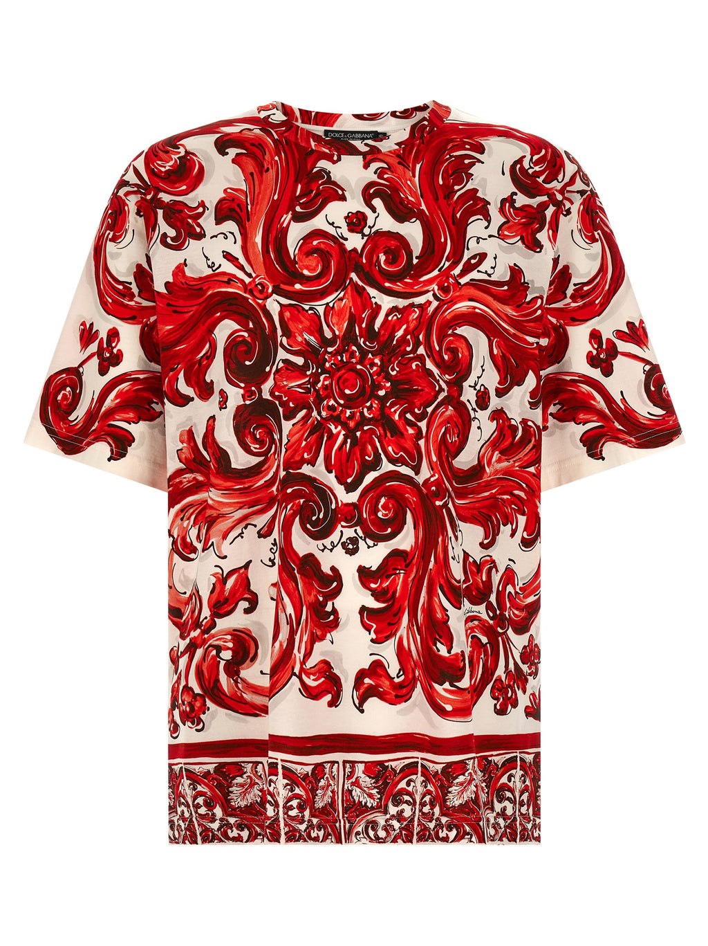T-shirt en coton multicolore de Dolce & Gabbana avec logo et design coloré, vue de face.