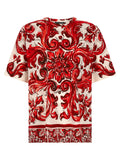 T-shirt en coton multicolore de Dolce & Gabbana avec logo et design coloré, vue de face.