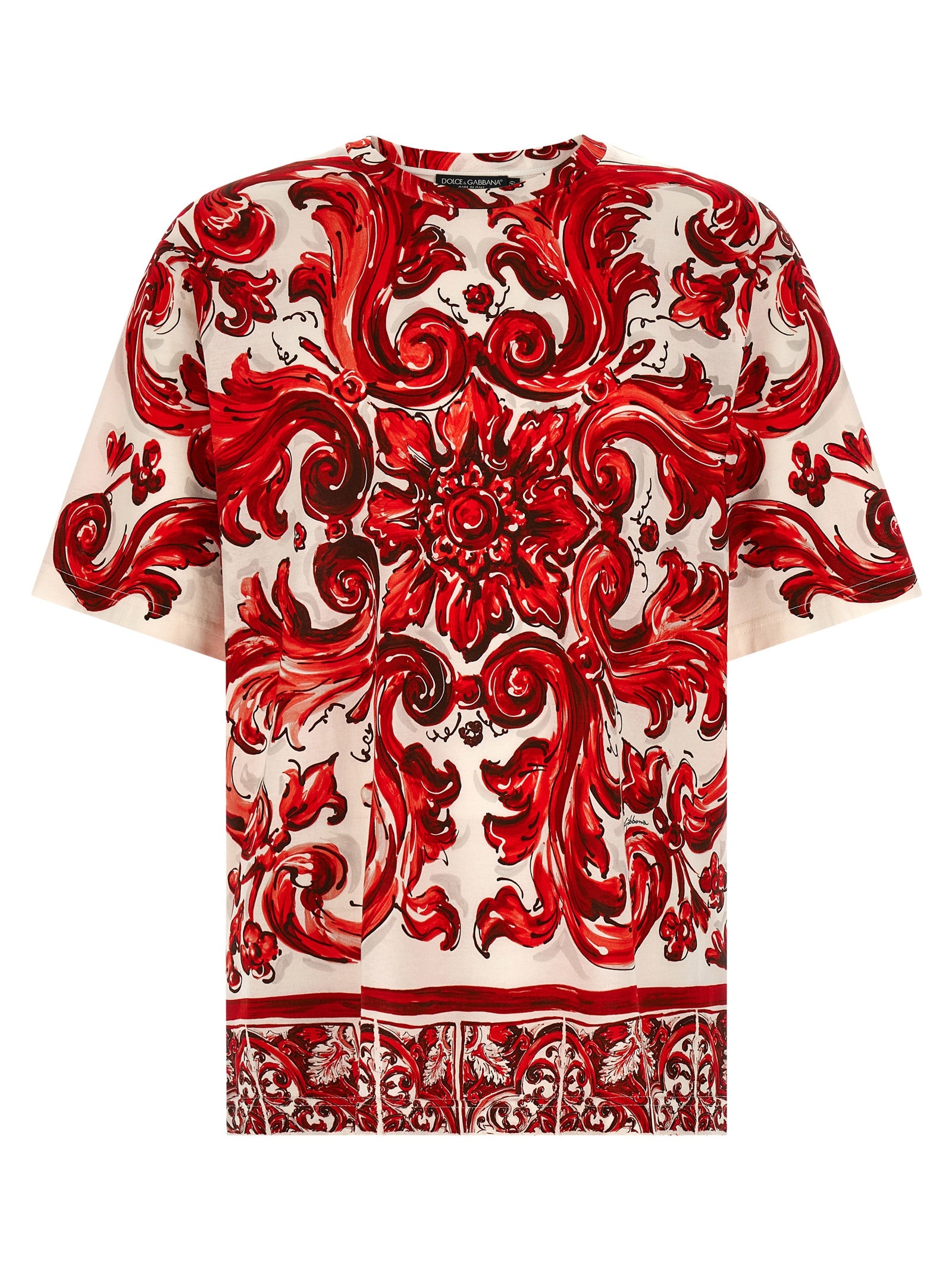 T-shirt en coton multicolore de Dolce & Gabbana avec logo et design coloré, vue de face.