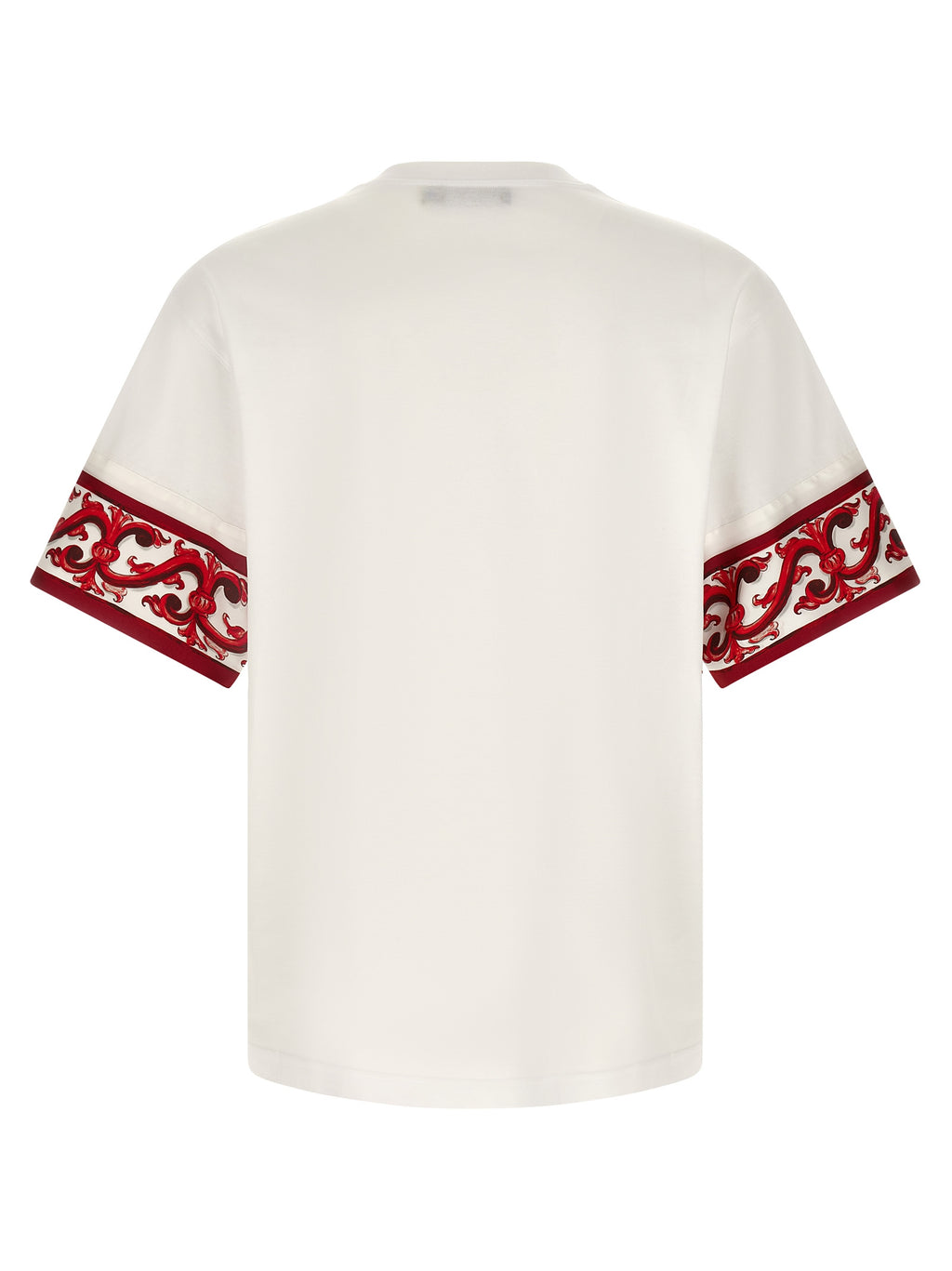 T-shirt en coton multicolore de Dolce & Gabbana avec logo et design élégant, porté sur un mannequin.