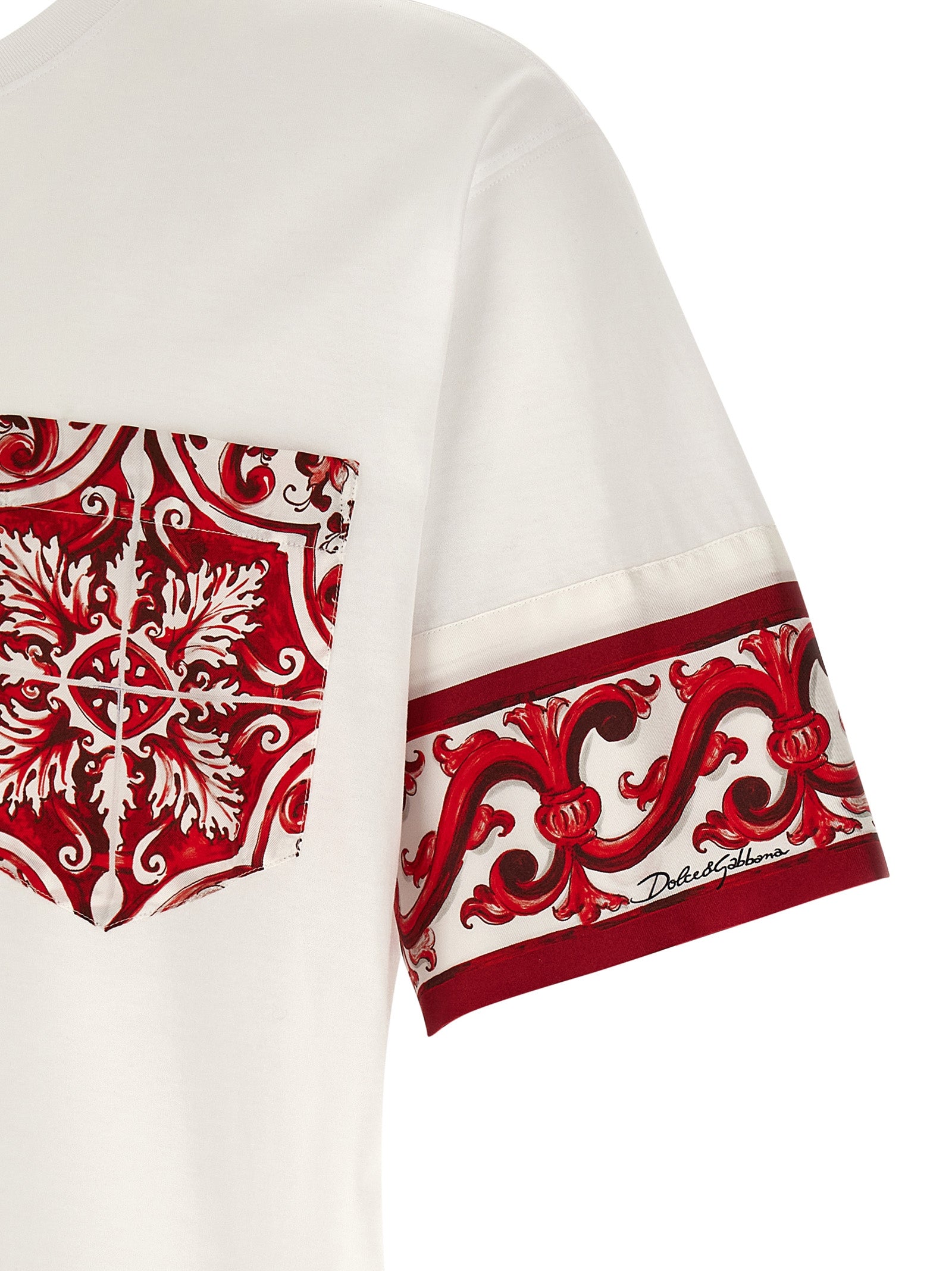 T-shirt en coton multicolore de Dolce & Gabbana, coupe classique et motif coloré, vue de face.