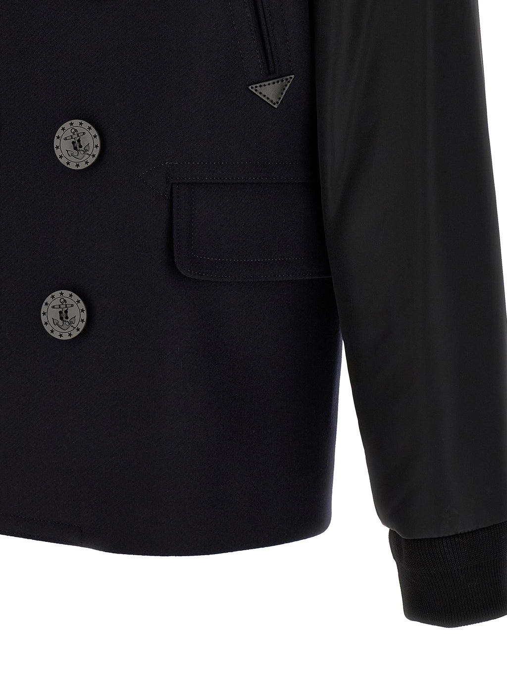 Manteau en laine bleu Dsquared² pour homme, coupe élégante et moderne, visible en gros plan sur l'image.