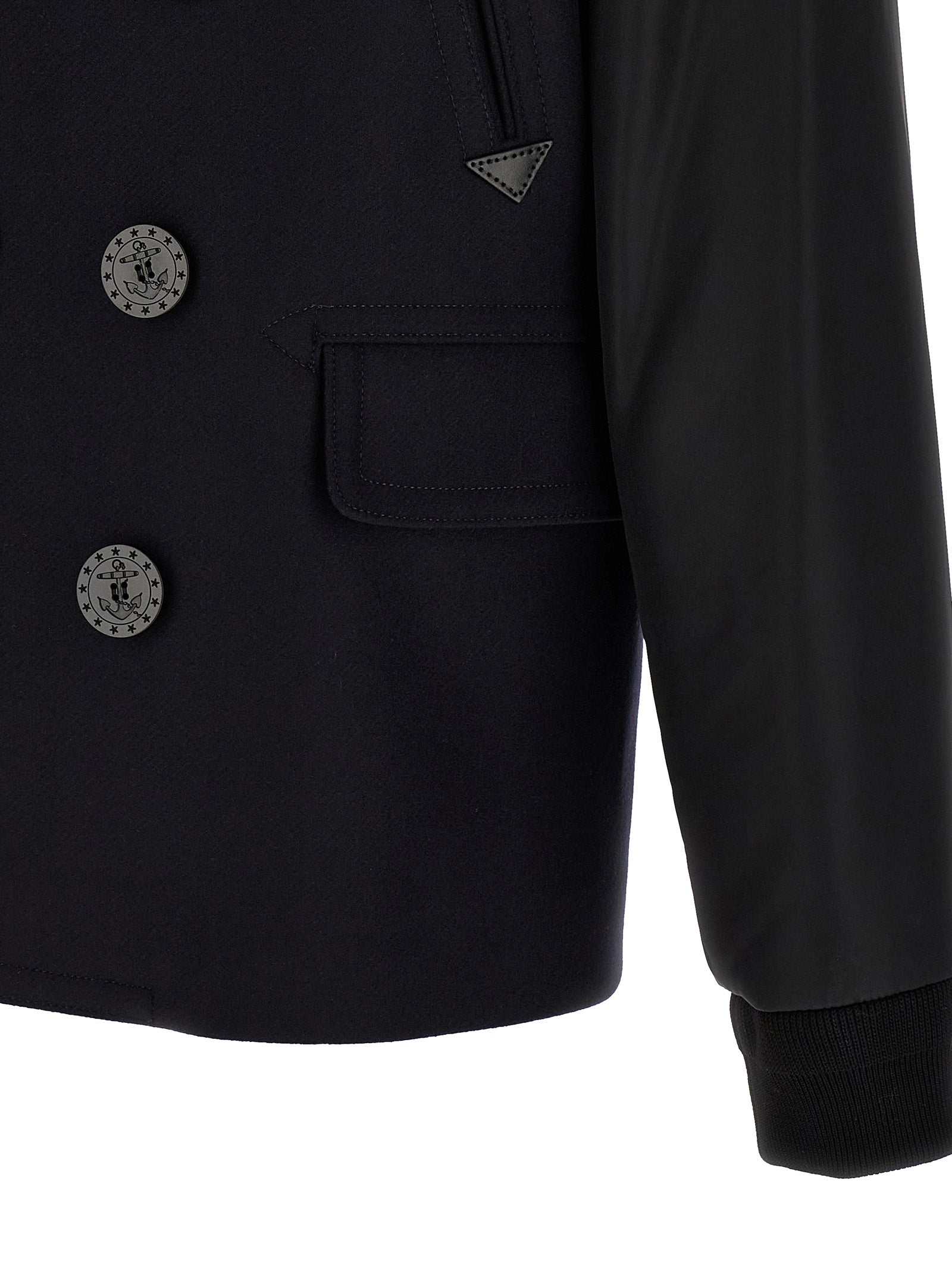 Manteau en laine bleu Dsquared² pour homme, coupe élégante et moderne, visible en gros plan sur l'image.