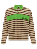 Chemise polo en coton multicolore de Versace, vue de face, avec logo et détails colorés, tissu doux et élégant.