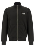 Sweatshirt en coton noir de la marque Diesel, style décontracté avec logo sur la poitrine, vue de face.