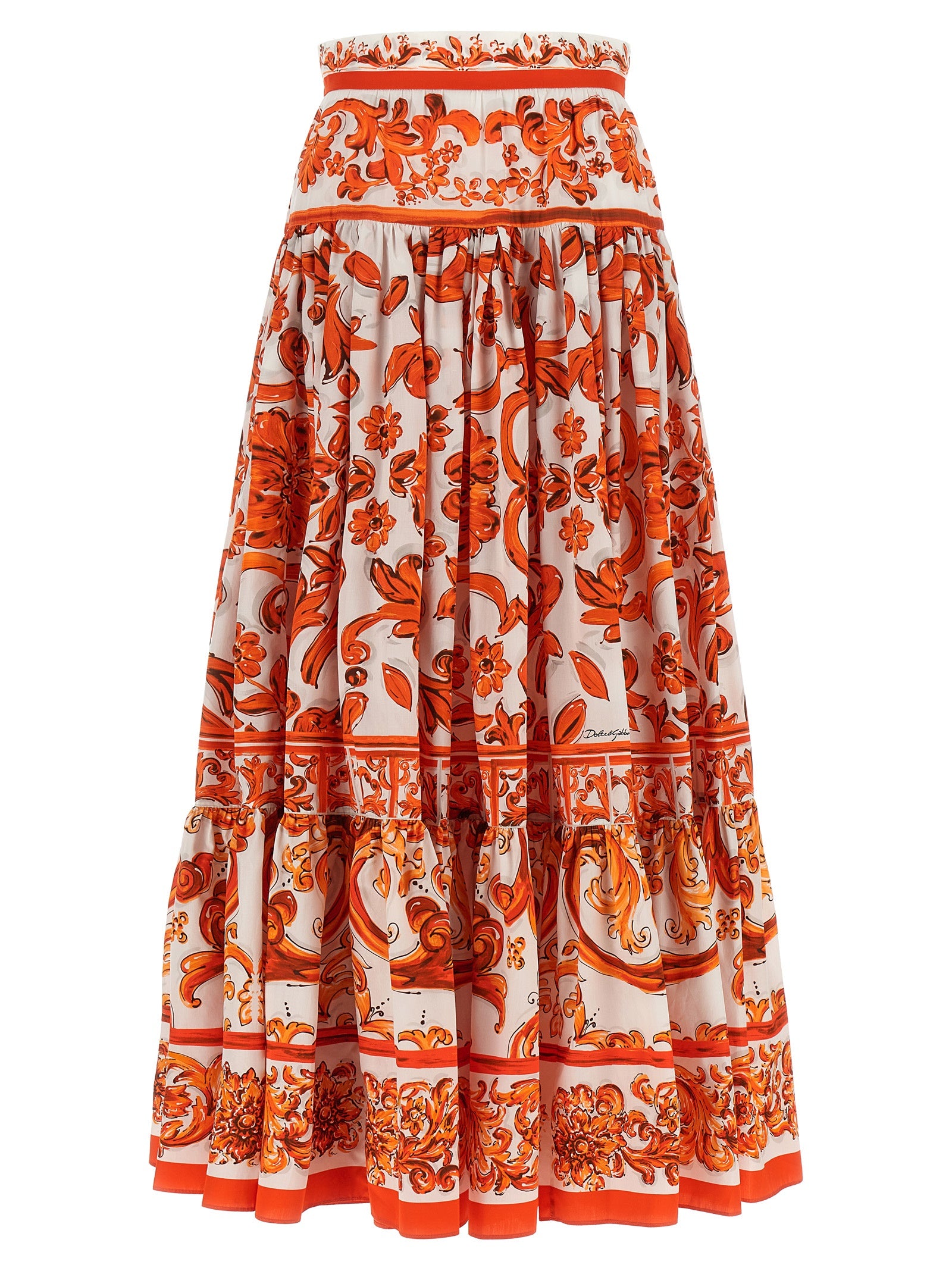 Dolce & Gabbana Orange Cotton Mini Skirt