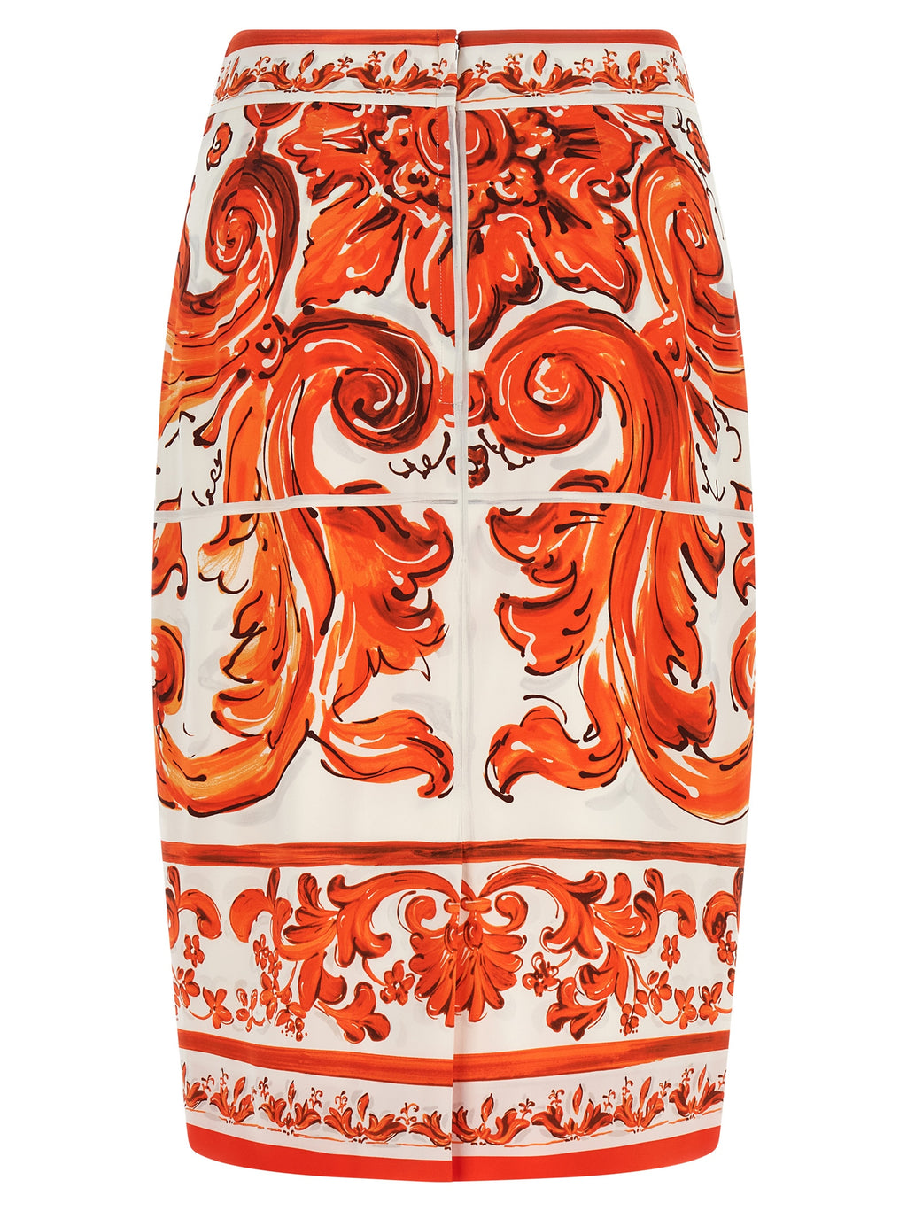 Jupe midi en soie orange de Dolce & Gabbana, coupe élégante et fluide, parfait pour une tenue sophistiquée.