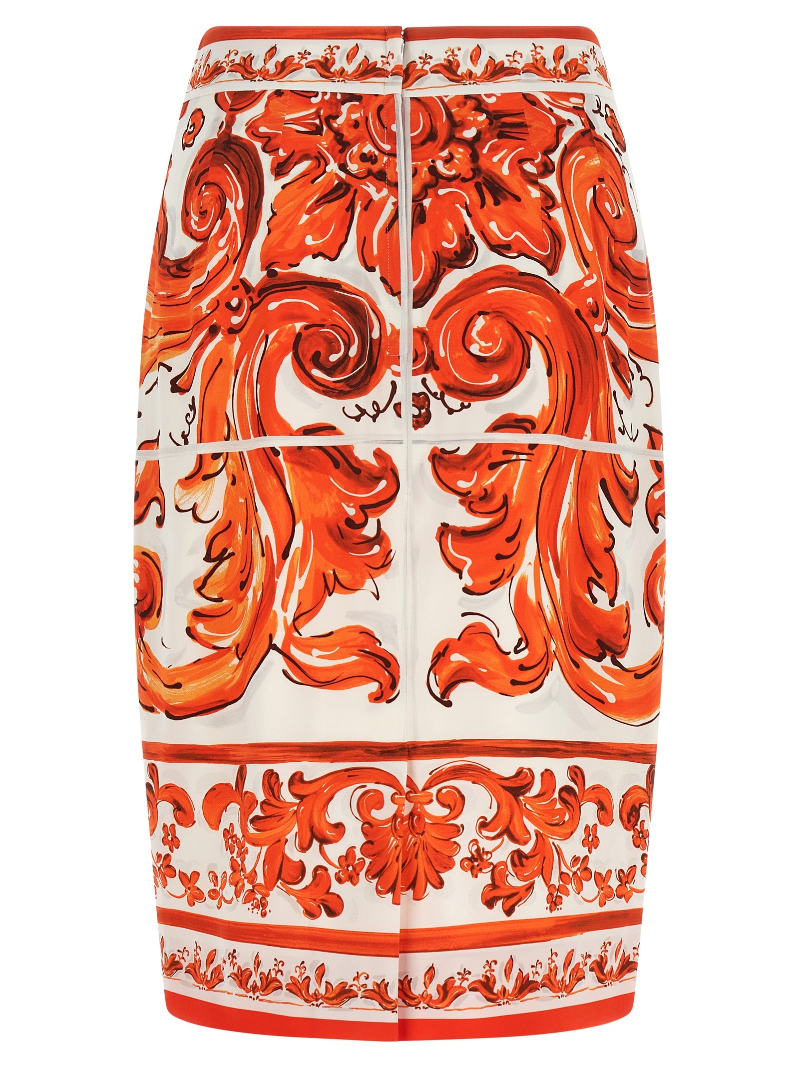 Jupe midi en soie orange de Dolce & Gabbana, coupe élégante et fluide, parfait pour une tenue sophistiquée.