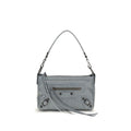 Sac à main Balenciaga gris en cuir d'agneau Ovis Aries avec détails élégants, vue de face sur fond neutre.